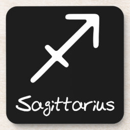 Posavasos Rótulo Sagittarius Zodiac sobre fondo negro