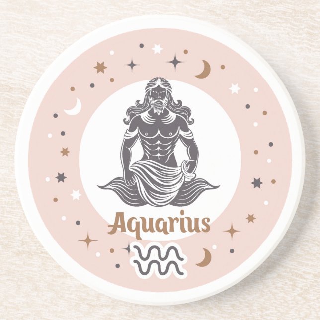 Posavasos Rótulo Zodiac Aquarius (Frente)