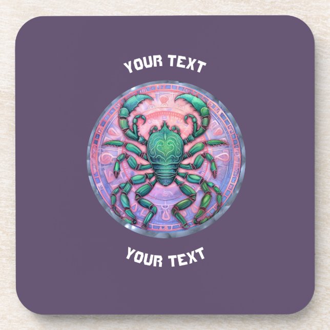 Posavasos RÓTULO ZODIAC de Scorpio PERSONALIZADO (Frente)