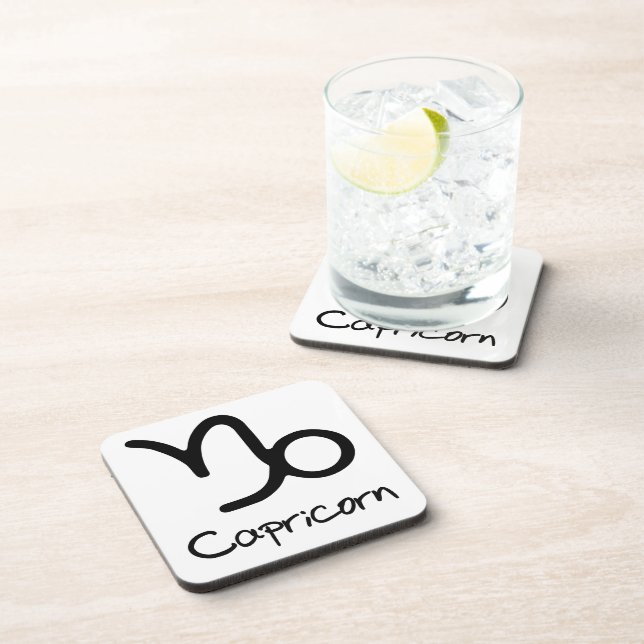 Posavasos Rótulo Zodiaco de Capricornio sobre fondo blanco (Lado Derecho)
