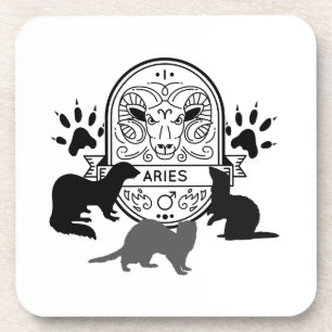 Posavasos Rótulo zodiaco y Mascotas coincidentes. Aries.Ferr
