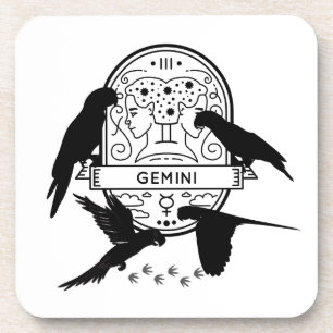 Posavasos Rótulo zodiaco y Mascotas coincidentes. Gemini - P