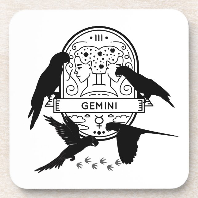 Posavasos Rótulo zodiaco y Mascotas coincidentes. Gemini - P (Frente)