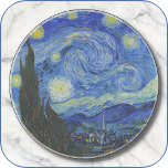 Posavasos ROUND Sandstone COASTER - "Noche estrellada" -van<br><div class="desc">Una imagen de "Noche estrellada" (1898) de Vincent van Gogh aparece en esta montaña rusa de Sandstone. La imagen no se puede quitar ni reemplazar. personalizar/personalización agregando texto personalizado a su elección de tipo de letra (estilo, color, tamaño), imagen adicional o logotipo. Hace un regalo colorido e interesante. El diseño...</div>