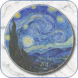 Posavasos ROUND Sandstone COASTER - "Noche estrellada" -van 