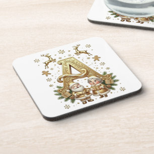 Posavasos Royal Gold Letter A Luxury Unisex Coaster Set