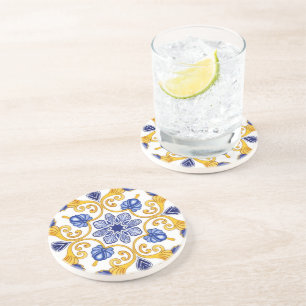 Posavasos Royal Lisbon Scrollwork Elegant Portuguese Blue