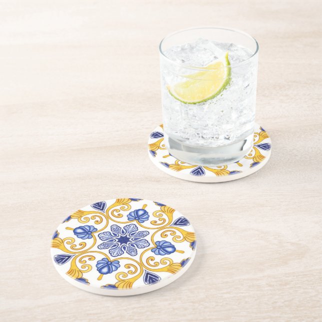 Posavasos Royal Lisbon Scrollwork  Elegant Portuguese Blue  (Lado)