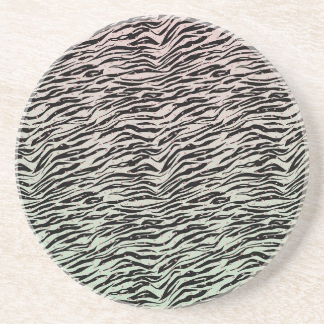Posavasos Rubor Mint Black Zebra Print Glitzy Dombre Ombre (Frente)