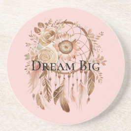 Posavasos Rubor Pink Floral Feathers Dream Catcher