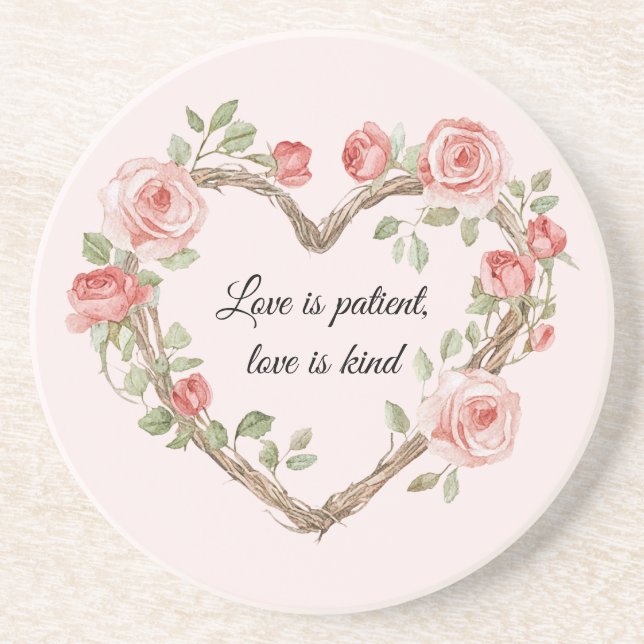 Posavasos Rubor Romántico Rosa Floral Heart Love (Frente)