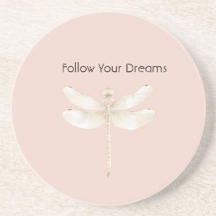 Posavasos Rubor Rosa Crema Libélula Blanca