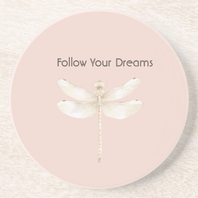 Posavasos Rubor Rosa Crema Libélula Blanca (Frente)