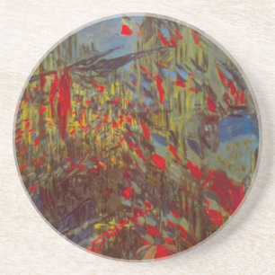 Posavasos Rue Montorgueil con banderas por Claude Monet