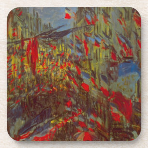 Posavasos Rue Montorgueil con banderas por Claude Monet