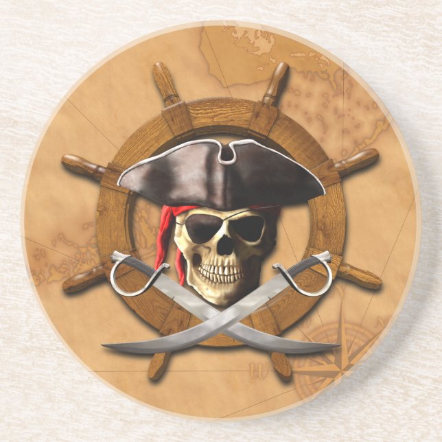 Posavasos Rueda alegre del pirata de Rogelio (Frente)