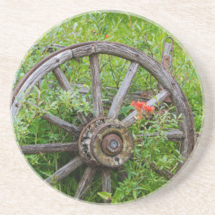 Posavasos Rueda de viejo vagón en el histórico pueblo minero
