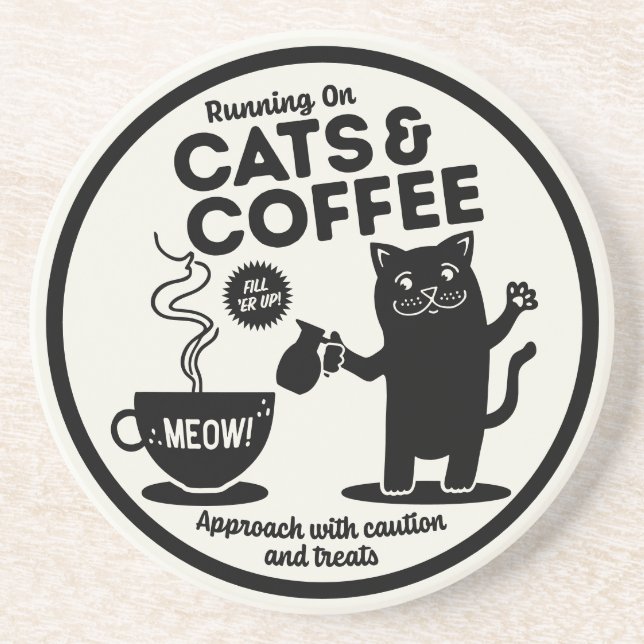 Posavasos Running on Cats and Coffee  (Frente)