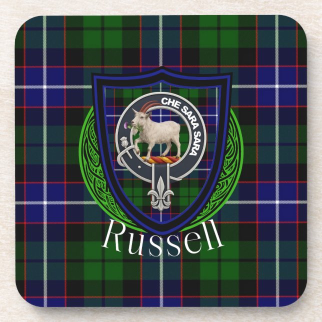 Posavasos Russell Scottish Clan Tartan & Crest (Frente)