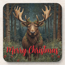 Posavasos Rustic Christmas moose deer boho woodland forest
