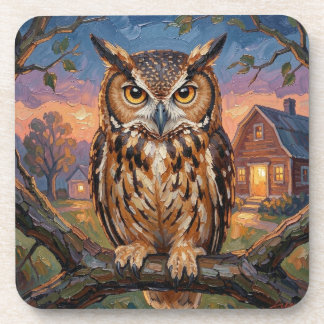 Posavasos Rustic Impasto Great Horned Owl 