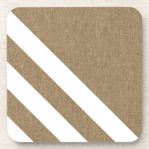 Posavasos Rústica Burlap Diseño Con Rayas Blancas