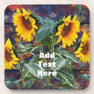 Posavasos Rústicas hojas otoñales y girasoles