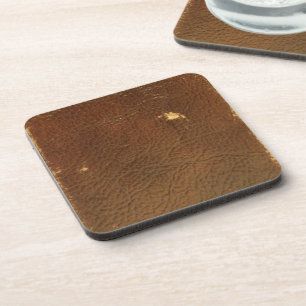 Posavasos Rústico Faux Brown Leather