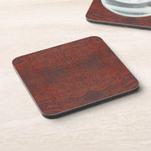 Posavasos Rústico Rancho Occidental con estilo de cuero labr