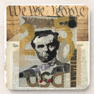 Posavasos rústicos con collage vintage de Abraham 
