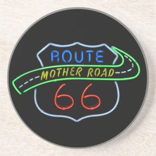 Posavasos Ruta 66, el camino de la madre, señal de neón