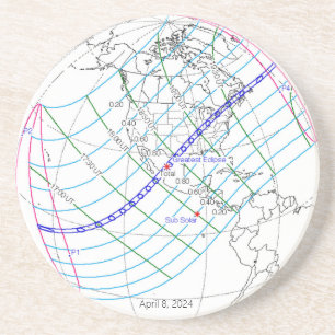 Posavasos Ruta mundial total del eclipse solar 2024