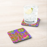 Posavasos Sacred Geometric Squares Abstract Plastic Coasters<br><div class="desc">This is called the Measure of Squares.
Circles represent life-rebirth of cells.
Squares represent 4 elements-earth,  air,  water & fire.</div>