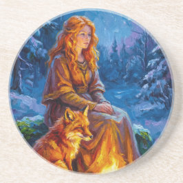 Posavasos Sacred Nature: Celtic Goddess Brigid Art on Canvas