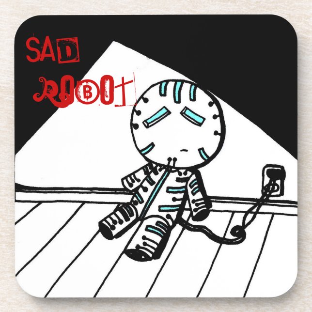 Posavasos Sad Robot Coasters - Conjunto de 6 (Frente)