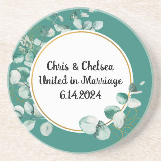 Posavasos Sage Green Boda / Event Sandstone Coaster