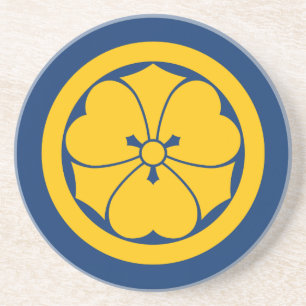 Posavasos Sakai Mon clan japonés samurai amarillo en azul