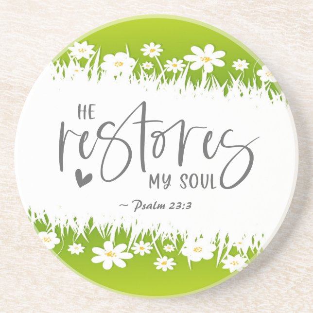 Posavasos Salmo 23:3 Restaura mi alma Biblia Verse  (Frente)