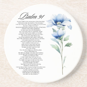 Posavasos Salmo 91 Acuarela Flor Azul Escrituras Bíblicas
