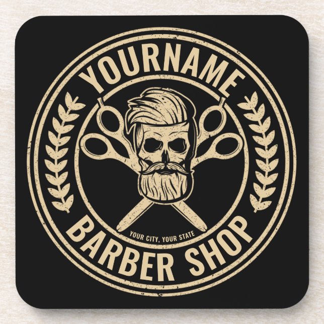 Posavasos Salón del cráneo de la peluquería personalizada Ro (Frente)