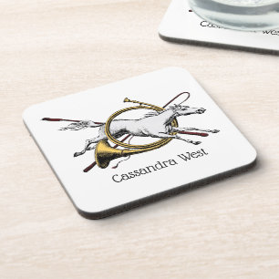 Posavasos Salto de caballo ecuestre elegante a través del co
