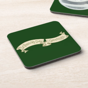 Posavasos Saludo vintage del día de San Patricio en pancarta