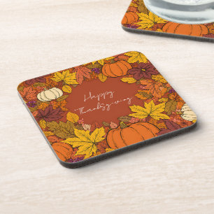 Posavasos Saludos de calabaza de otoño de Acción de Gracias