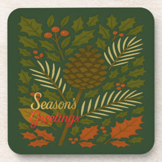 Posavasos Saludos de otoño e invierno a mediados del siglo
