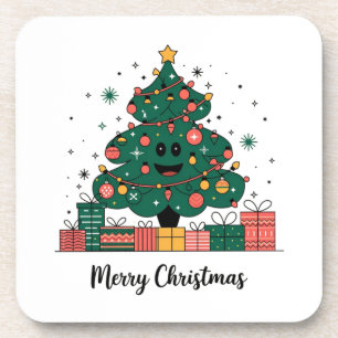 Posavasos Saludos de temporada de árbol de Navidad