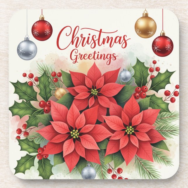 Posavasos Saludos navideños, festivos, (Frente)