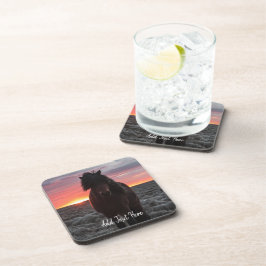 Posavasos Salvaje caballo Mustang al atardecer