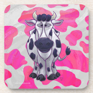 Posavasos Salvaje de vaca rosa y blanco