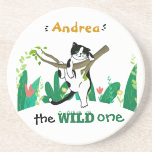 Posavasos Salvaje Un Verdor Safari Kitty Gato Niños Cumpleañ