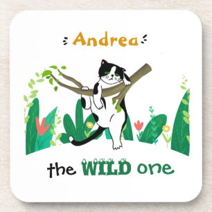 Posavasos Salvaje Un Verdor Safari Kitty Gato Niños Cumpleañ